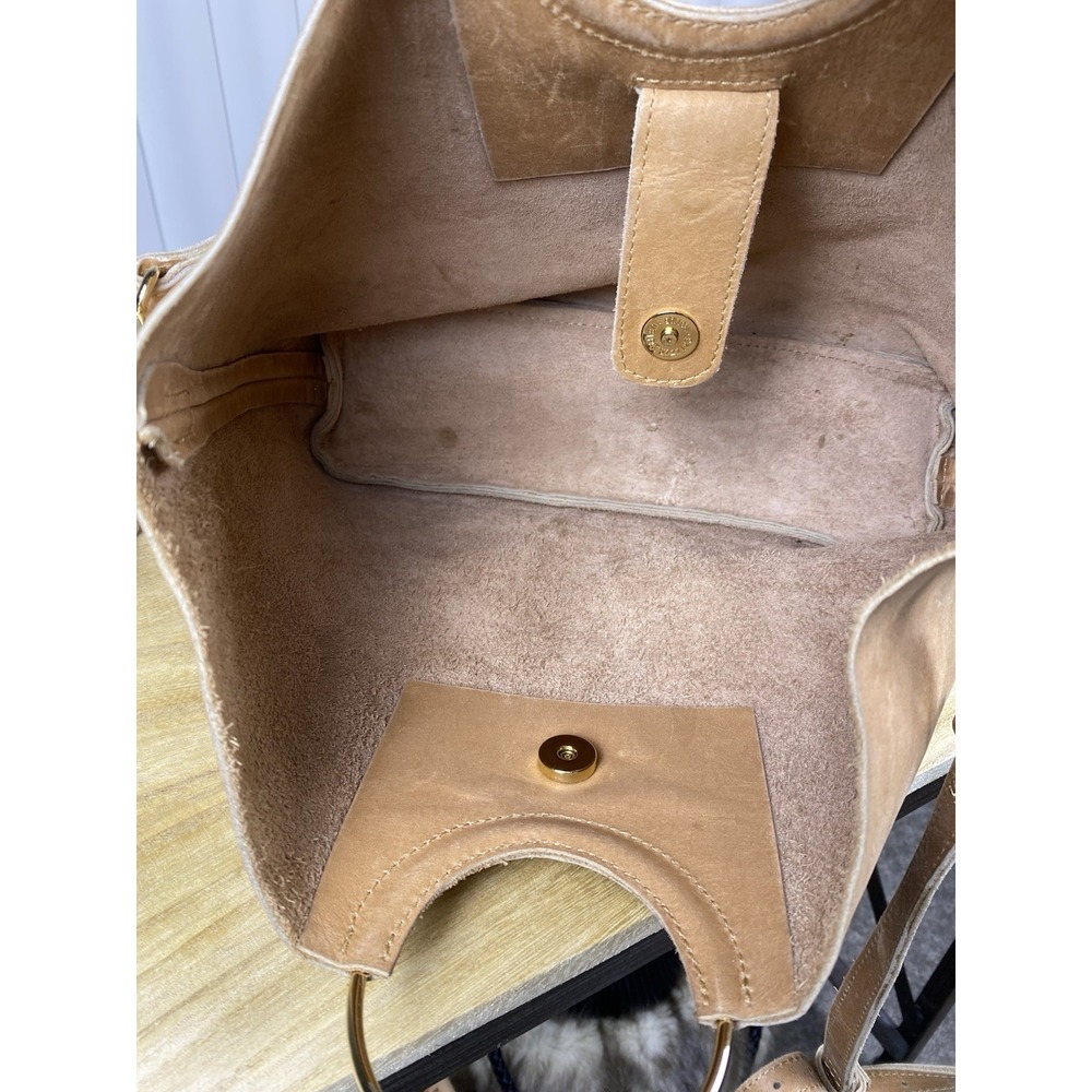 Able Tan Leather Crossbody Tote with Metal Ring Handles - Picture 4 of 10